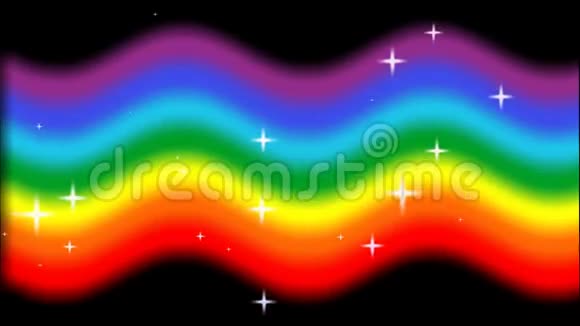 动画彩色彩虹上的黑色背景视频的预览图