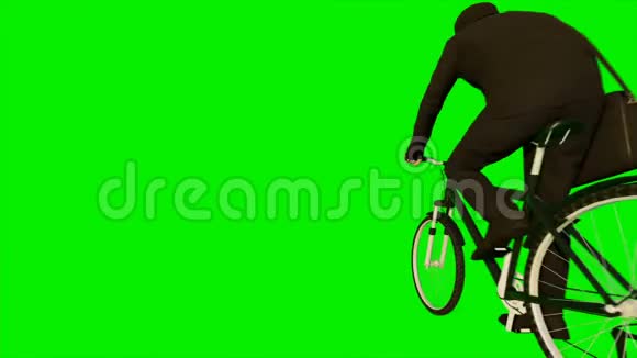 骑着自行车和绿色屏幕的商人卢马马特附在一起视频的预览图