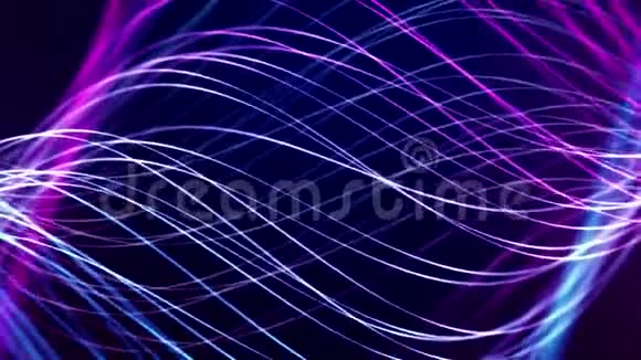 蓝色和粉红色移动波在黑暗背景下的视频动画视频的预览图