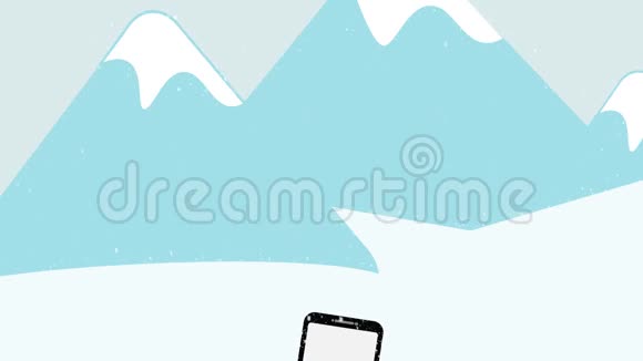 冬季销售动画手持智能手机与销售文本购物袋视频的预览图