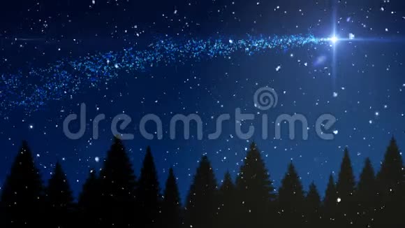 降雪和圣诞夜的星空以及流星视频的预览图