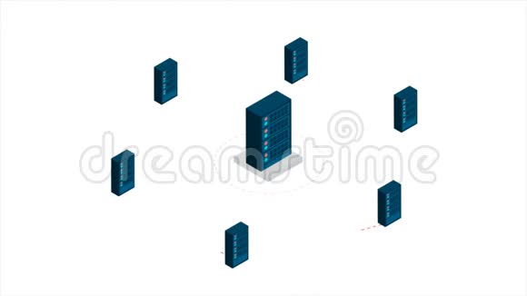 等距内部与一排硬件服务器机箱机柜运动图形概念视频的预览图