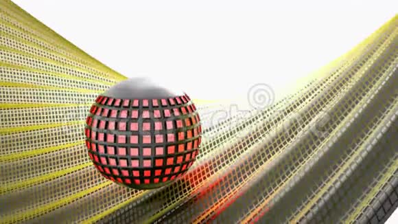 带有红灯的黑色球体在一个摆着黑色表面的三维渲染插图上视频的预览图