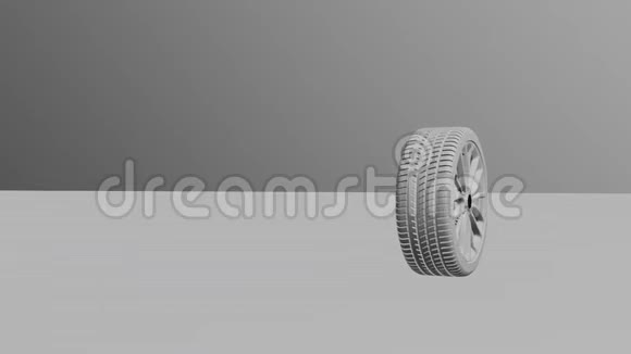 3D车轮在白色背景下旋转视频的预览图