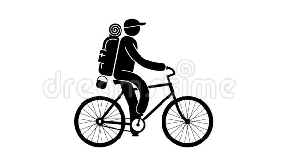 象形文字自行车游客带大背包视频的预览图