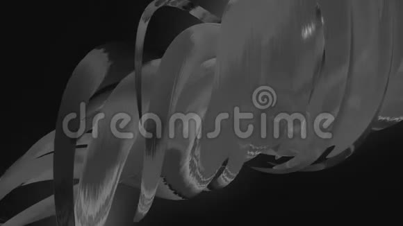 抽象章鱼灰色触手在黑色背景上移动单色动画把抽象的管子卷起来视频的预览图