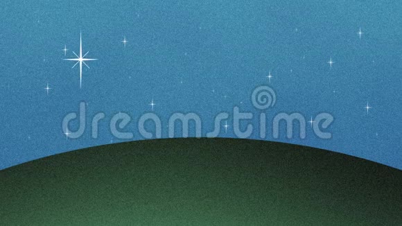 美丽的闪光的星星和草山的背景视频的预览图