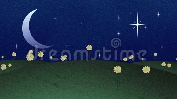 新月星和鲜花剪纸风格视频的预览图