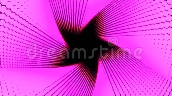 3D插图粉红色的大圆点排列成线它被放在一起直到它是一个星星管它扭曲视频的预览图