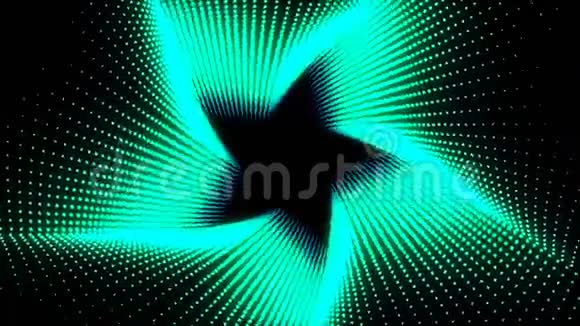 3D插图绿色的点排成一排它被放在一起直到它是一个星星管它扭曲了视频的预览图