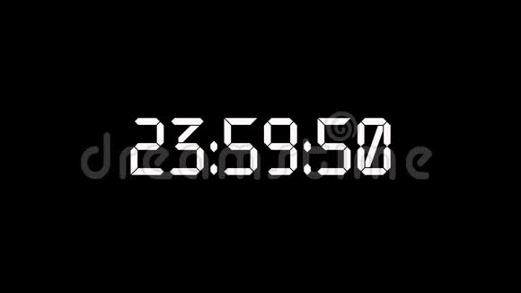 计时器10秒至24小时白色大数字在黑色背景视频的预览图