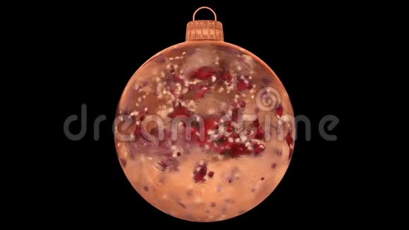 圣诞新年橙色冰玻璃装饰红色花瓣哑光环视频的预览图