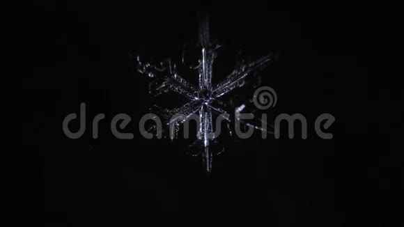 冰雪花的水晶在黑暗中融化视频的预览图