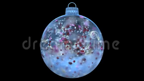圣诞节蓝色的冰玻璃装饰雪彩花瓣阿尔法哑光环视频的预览图