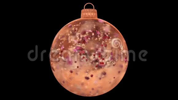圣诞橙冰玻璃装饰彩色花瓣阿尔法冰铜环视频的预览图