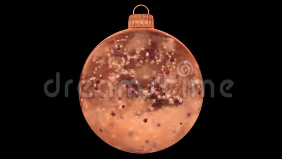 圣诞节新年橙色冰玻璃装饰红色球冰铜圈视频的预览图