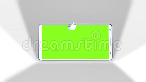 一款智能手机屏幕中间是绿色的竖起大拇指落在地板上视频的预览图