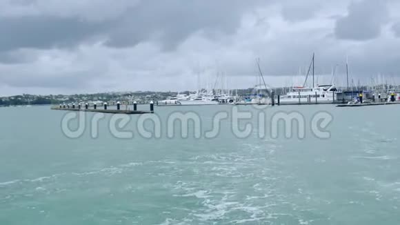 新西兰奥克兰海湾码头和城市景观拍摄视频的预览图