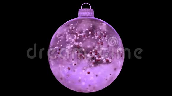 圣诞粉彩冰玻璃装饰雪红球阿尔法哑光环视频的预览图