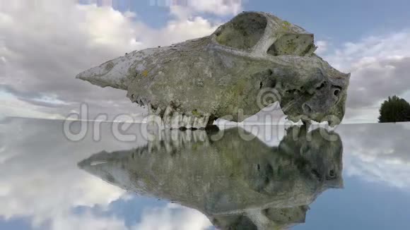 马头骨颅骨上镜云运动延时4K视频的预览图