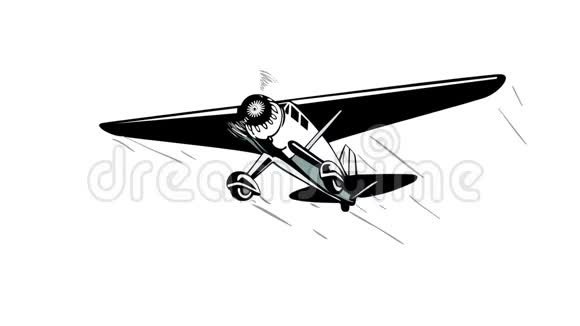 1930年代螺旋桨飞机飞行2D动画视频的预览图