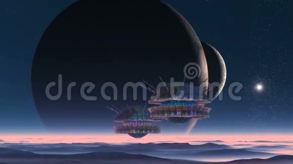 宇宙飞船两个月亮和外星球视频的预览图