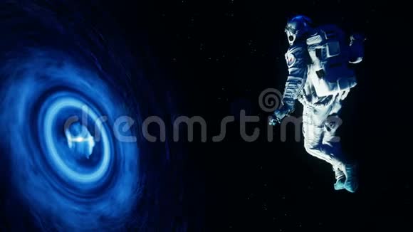 宇航员被吸进一个巨大的黑洞循环动画视频的预览图