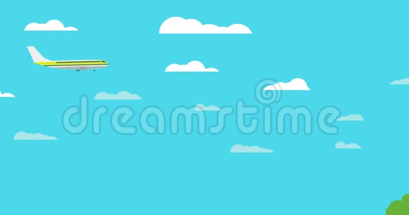 飞机在蓝天白云背景下飞行视频的预览图
