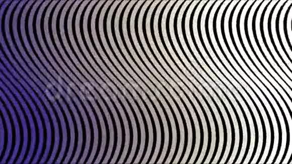 迷幻黑白动画的抽象与波浪条纹动画简单的扁平波浪线不断延伸视频的预览图