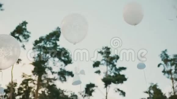 日落天空背景下的气球视频的预览图