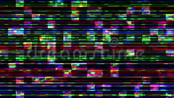 独特设计抽象数字动画像素噪声故障错误视频损坏带故障的多色背景视频的预览图