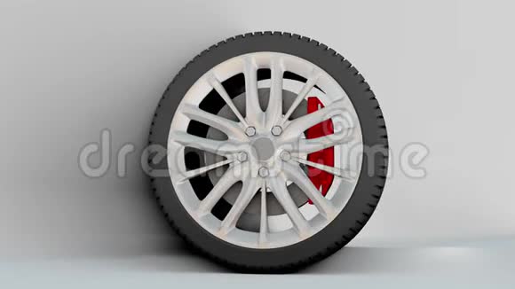 3D车轮在白色背景下旋转视频的预览图