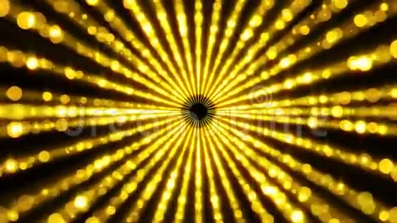 黄金颗粒隧道翘曲时空移动空间扭曲三维绘制抽象背景视频的预览图