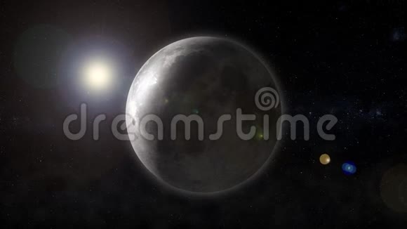 行星月球在太空中旋转视频的预览图