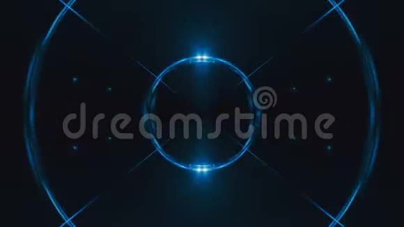 具有霓虹灯效果的抽象蓝分形灯三维渲染背景计算机生成背景视频的预览图