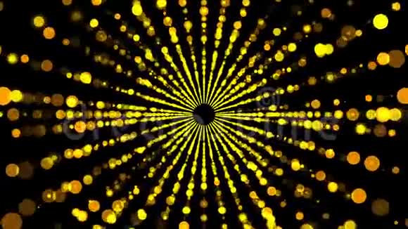 黄金颗粒隧道翘曲时空移动空间扭曲三维绘制抽象背景视频的预览图