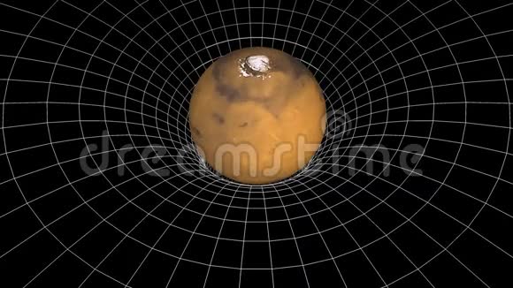 火星行星旋转空间时间弯曲漏斗无缝圈动画新质量世界科学酷视频的预览图