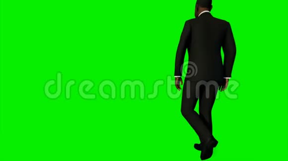 美国黑人商人在绿屏前行走视频的预览图
