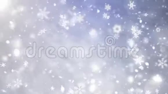 白色蓝色平滑缓慢雪花效果视频的预览图