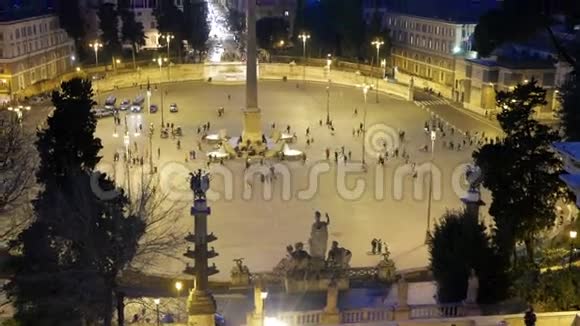 波波洛广场夜幕降临意大利罗马4K视频的预览图