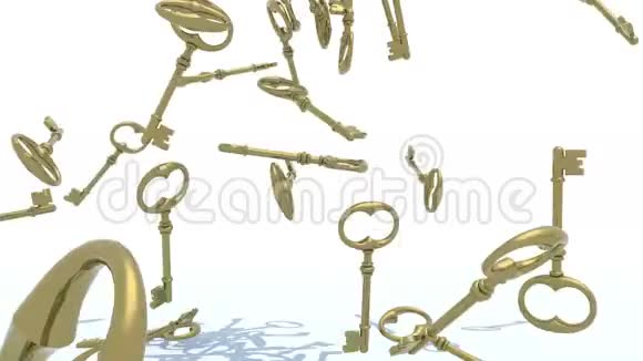 许多金钥匙落在背景上视频的预览图