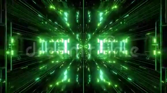 带有nicec辉光3d插图3d渲染vj循环视觉的dak反射science隧道背景视频的预览图
