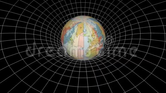 地球时间行星旋转空间时间弯曲坑漏斗无缝圈动画背景新质量通用视频的预览图