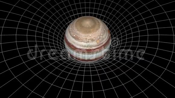 木星行星旋转空间时间弯曲漏斗无缝环动画新质量世界科学酷视频的预览图