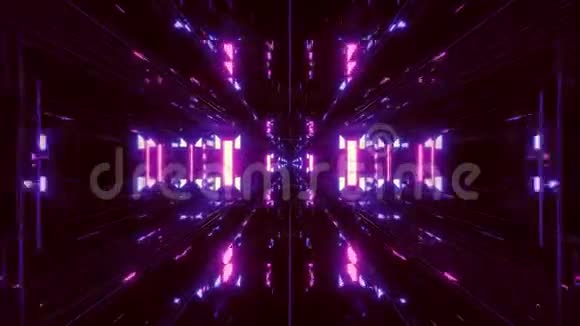 带有nicec辉光3d插图3d渲染vj循环视觉的dak反射science隧道背景视频的预览图