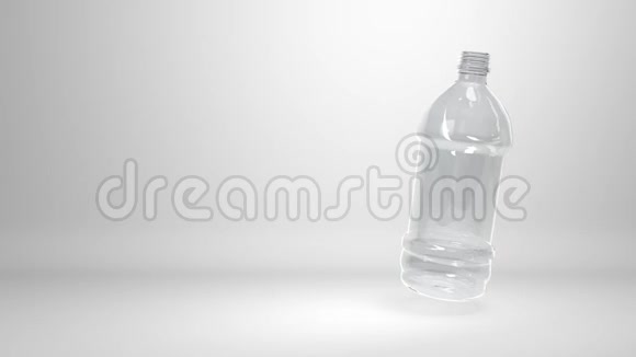 白色背景上浮动塑料瓶的CG动画带有复制空间无缝三维动画循环渲染视频的预览图