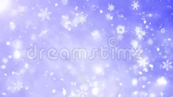优雅的蓝色抽象与雪花圣诞节动画蓝色背景视频的预览图