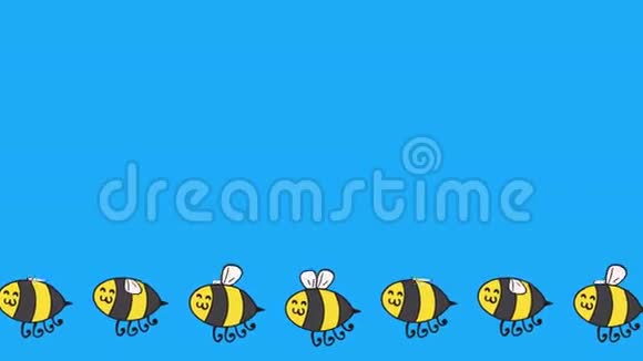 可爱的无缝蜜蜂动画视频的预览图