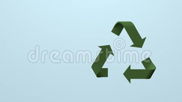 蓝色背景上的动画回收标志三维CGI无缝循环动画环境与生态三维渲染视频的预览图
