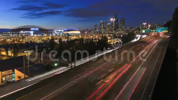 西雅图I5交通时间流逝黄昏视频的预览图